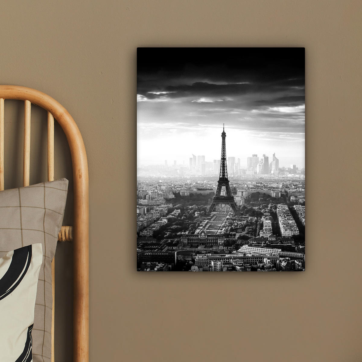 LEINWANDBILD Paris - Skyline - Eiffelturm - Stadt - Wolken 30x40 cm - Dunkelgrau, Textil (30/40cm) - MuchoWow