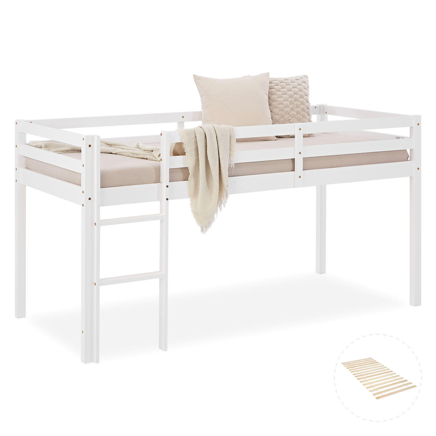 Homestyle4u Hochbett Weiß 90x200 cm