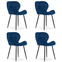 STUHL Samt Dunkelblau 46x53 cm MANGO 4 Stück - Dunkelblau, Kunststoff (46/49/53cm)