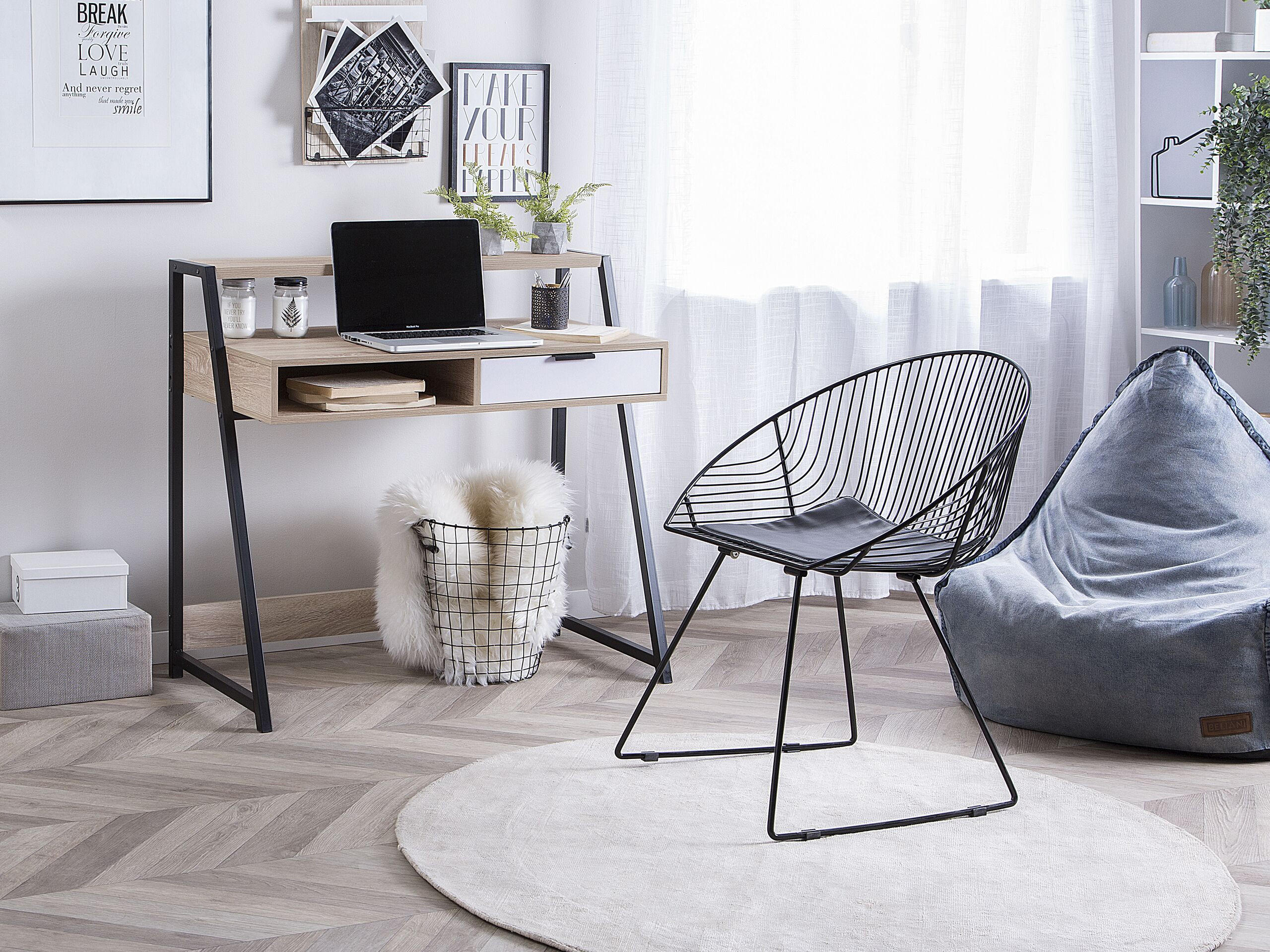 SCHREIBTISCH heller Holzfarbton 100/50/92 cm Calvin - Hellgrau, Holzwerkstoff (50/100/92cm) - Beliani