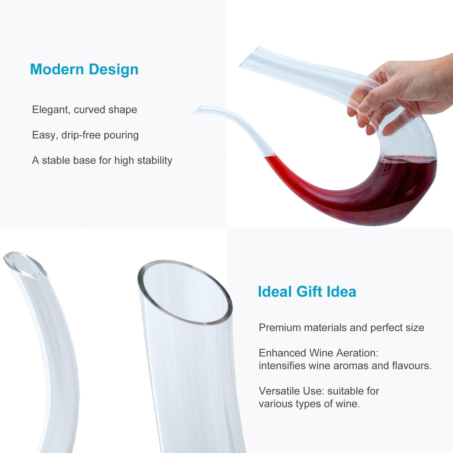 WEINKARAFFE Dekanter - Weiß, Glas (0.75L) - Intirilife