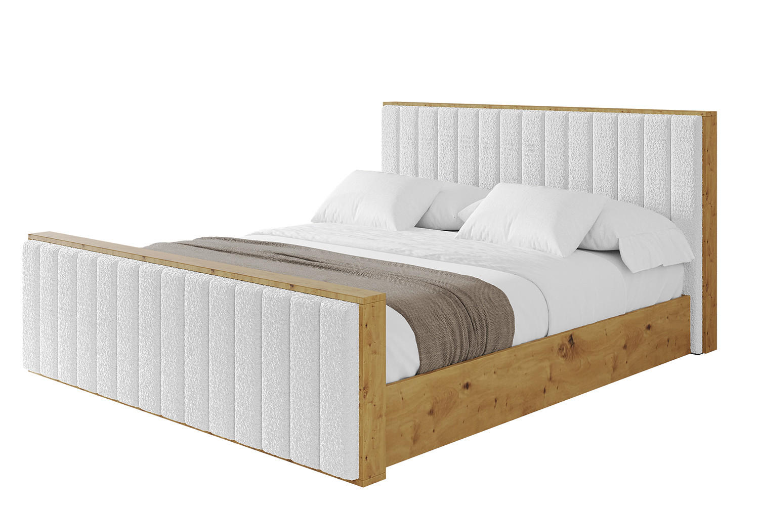 POLSTERBETT mit Bettkasten, Fußteil und Lattenrost, Boxbett mit Matratze H3/H4 - ENZO4-Z 180x200 Weiß - Weiß, Holzwerkstoff/Textil (180/200cm) - ALTDECOR