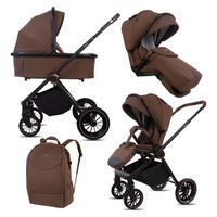 KINDERWAGEN Castor 2in1 Brownie Babywanne, Buggy Sportsitz, Faltbar, Wickeltasche - Schwarz/Braun, Textil/Metall (58/100cm) - BabyLux
