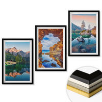 WANDBILDER 3er-Set - 40x60 cm Schwarzer Rahmen - Spiegelungen der Felsen in Bergseen - Schwarz, Kunststoff (40/60cm) - ArtPrintCave