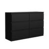 KOMMODE NUDO 138,5/78,5/39cm mit 6 Schubladen Türen Schwarz - Schwarz, Holzwerkstoff (138.5/78.5/39cm) - MASSENO