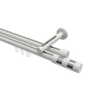 INNENLAUF-GARDINENSTANGEN-SET Siteno Mavell 180 cm, 2-läufig, 20 mm Ø Weiß - Chromfarben/Weiß, Metall (180cm) - INTERDECO