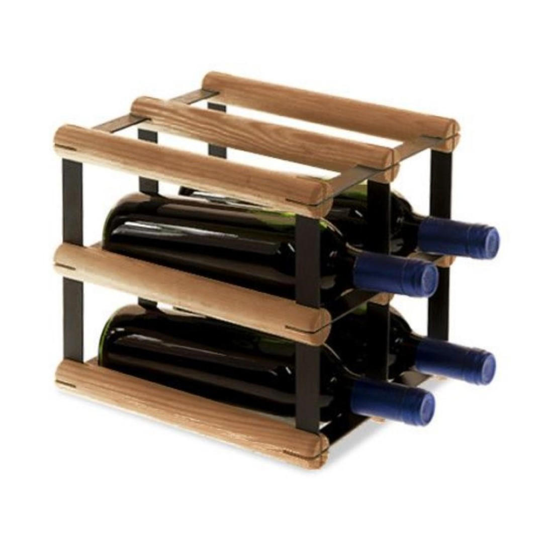WEINREGAL Vinotega Mod Metal 22,5x22,5x24,5 cm 2x2 Flaschen Massives Kiefernholz Braun Geölt - Braun, Holz (22.5/22.5/24.5cm) - PROREGAL