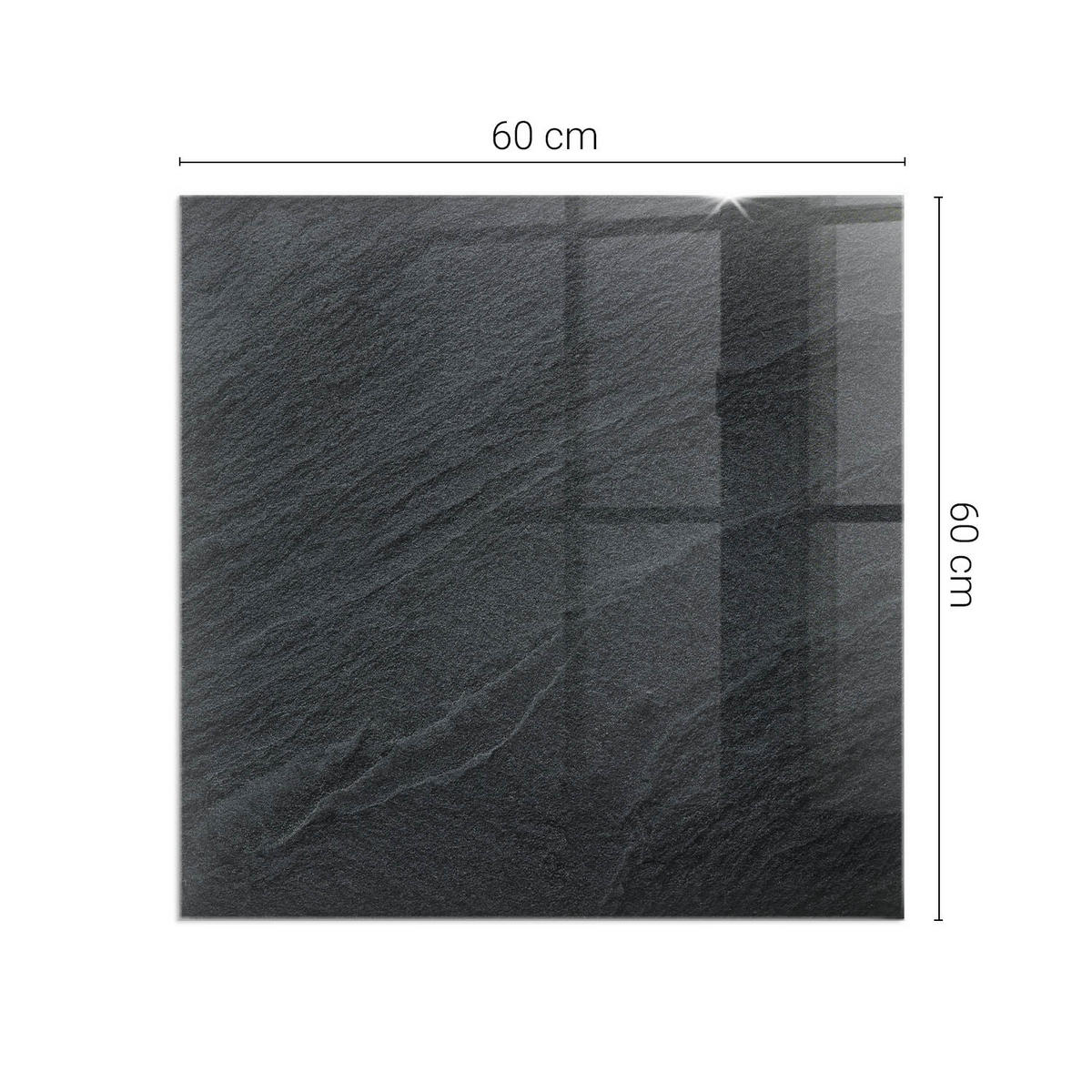 GLASPLATTE für Kamin 60x60 cm - Schwarz, Glas (60/60/0.4cm) - TULUP