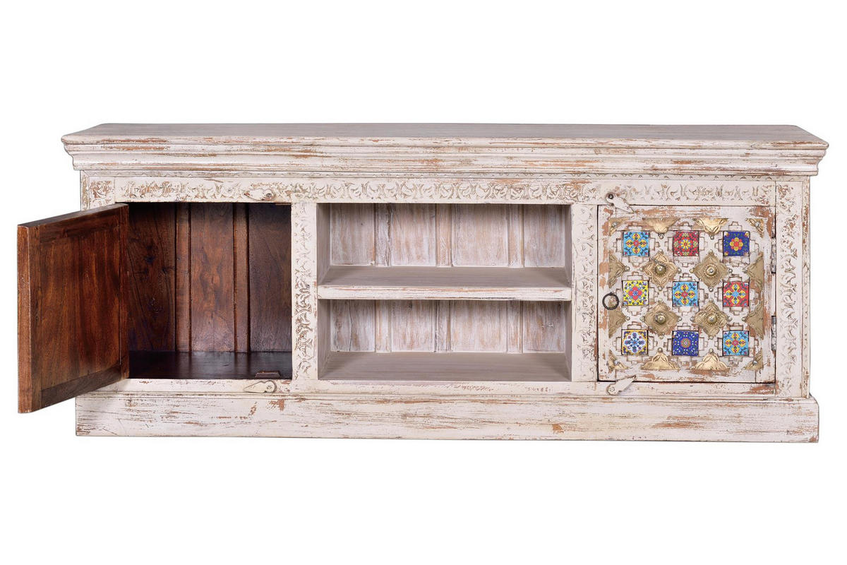 TV-SCHRANK aus Holz mit Keramikdetails - Perlmutt, Holz (150/60/40cm) - Giner y Colomer