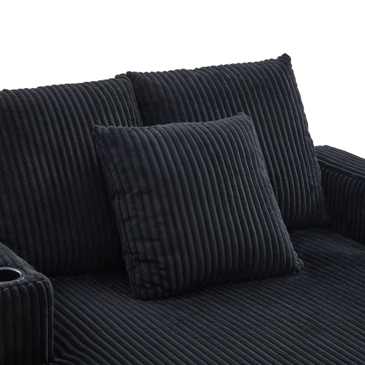 RELAXLIEGE XXL Polsterliege,Relaxsessel,3 Zierkissen,Cord,Schwarz - Schwarz, Textil (128/85/142cm) - LVHOM