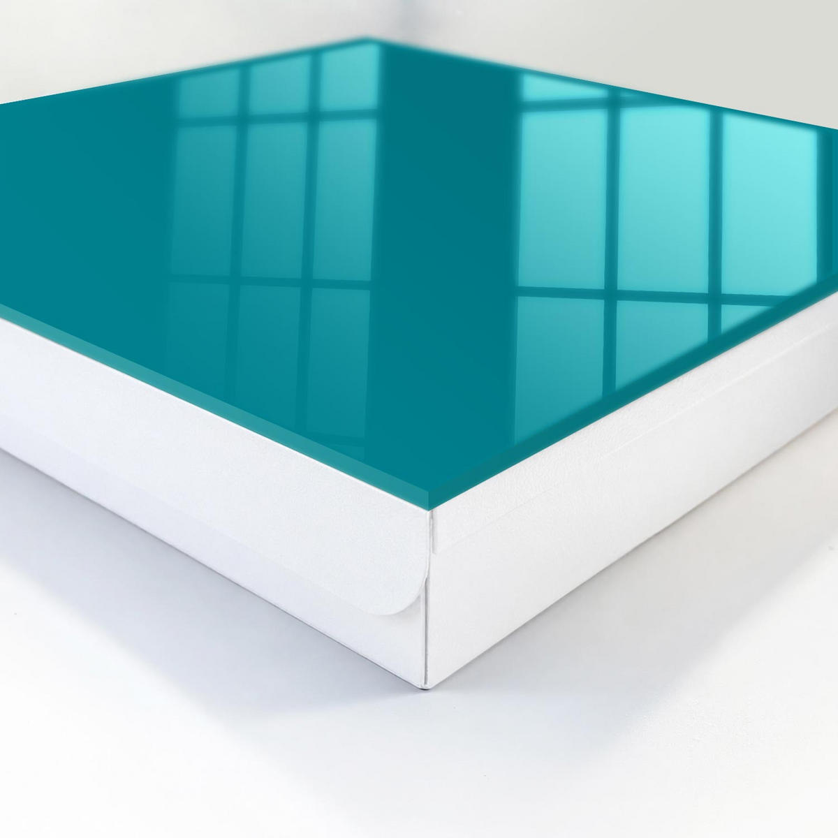 SCHLÜSSELBOX Weiß 30x30 cm – Türöffnung nach rechts - Kühles Türkis - Türkis, Metall (30/30/5cm) - TULUP
