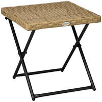 GARTENKLAPPTISCH, Naturholz, Stahl, PE-Rattan - Naturfarben, Kunststoff (40/40/40cm) - Outsunny