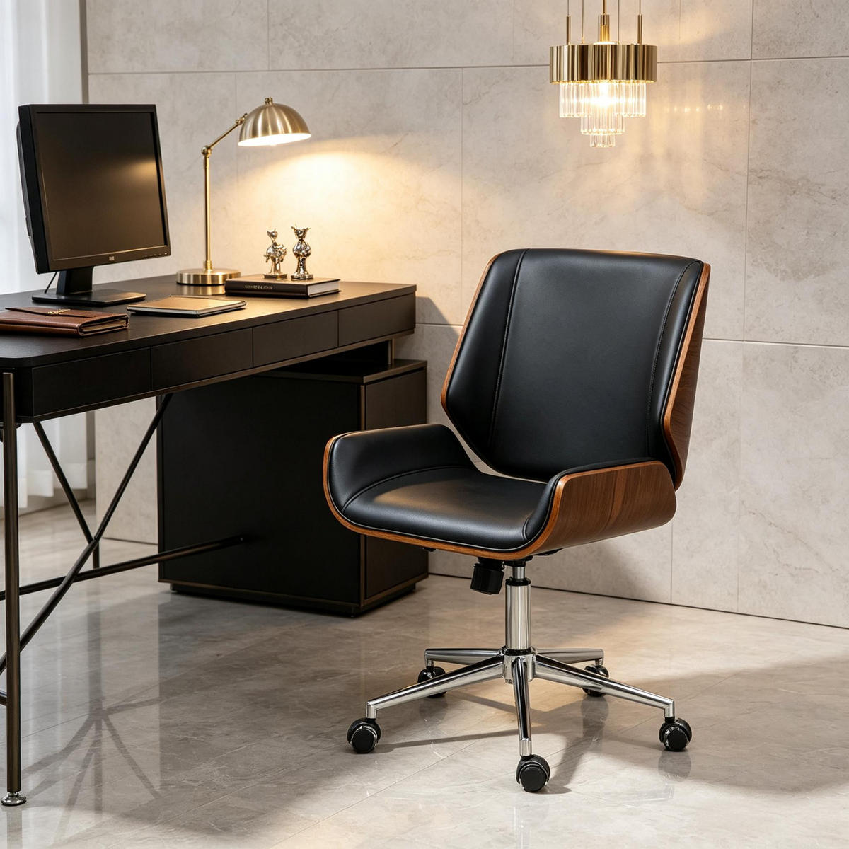 DREHSTUHL ergonomischer Bürostuhl höhenverstellbar 53x60x96 cm - Schwarz, Holzwerkstoff (53/86/60cm) - Gisaae