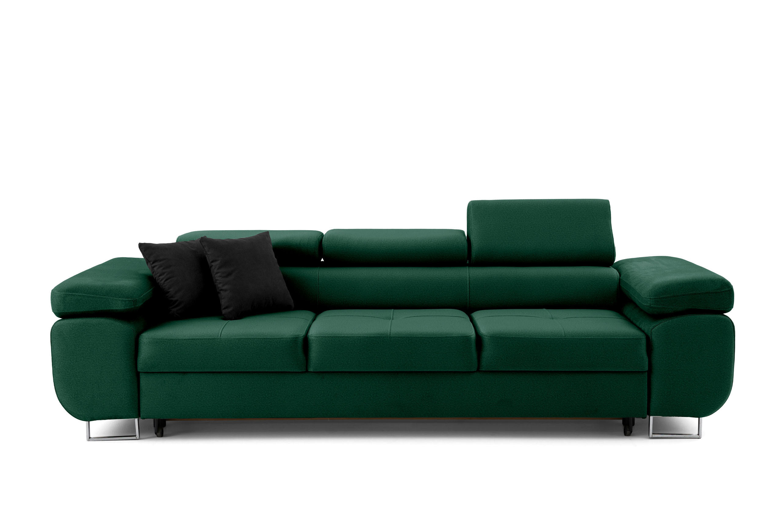 3-SITZER-SOFA WILD Dunkelgrün - Chromfarben/Dunkelgrün, Holz/Textil (262/90/102cm) - Muffo