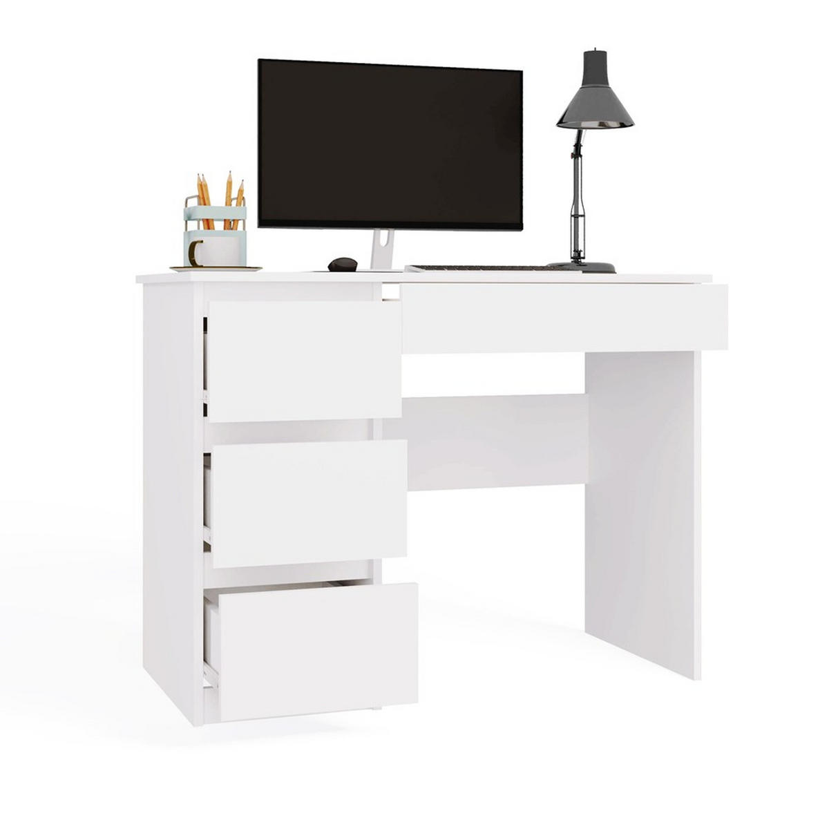 SCHREIBTISCH Weiß 98/76/51 - Weiß, Holzwerkstoff (51/98/76cm) - RAUMHIRSCH FURNITURE