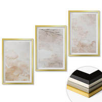 WANDBILDER 3er Set - 40x60 cm Goldrahmen - Aquarell-Pastellblätter - Goldfarben, Kunststoff (40/60cm) - ArtPrintCave