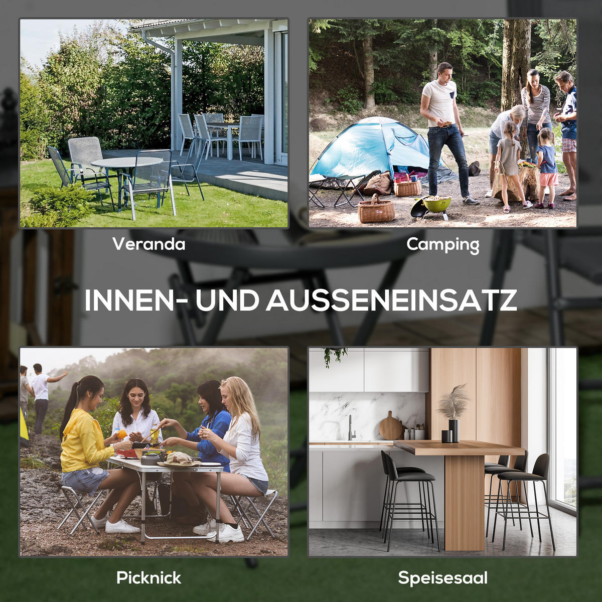 BEISTELLTISCH, Schwarz, Metall, Glas - Schwarz, Glas/Metall (45/45/50cm) - Outsunny
