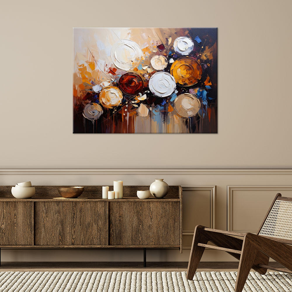 LEINWANDBILD Bunte Kugeln Kreise Beige 120x80cm - Beige, Textil (120/80cm) - Feeby