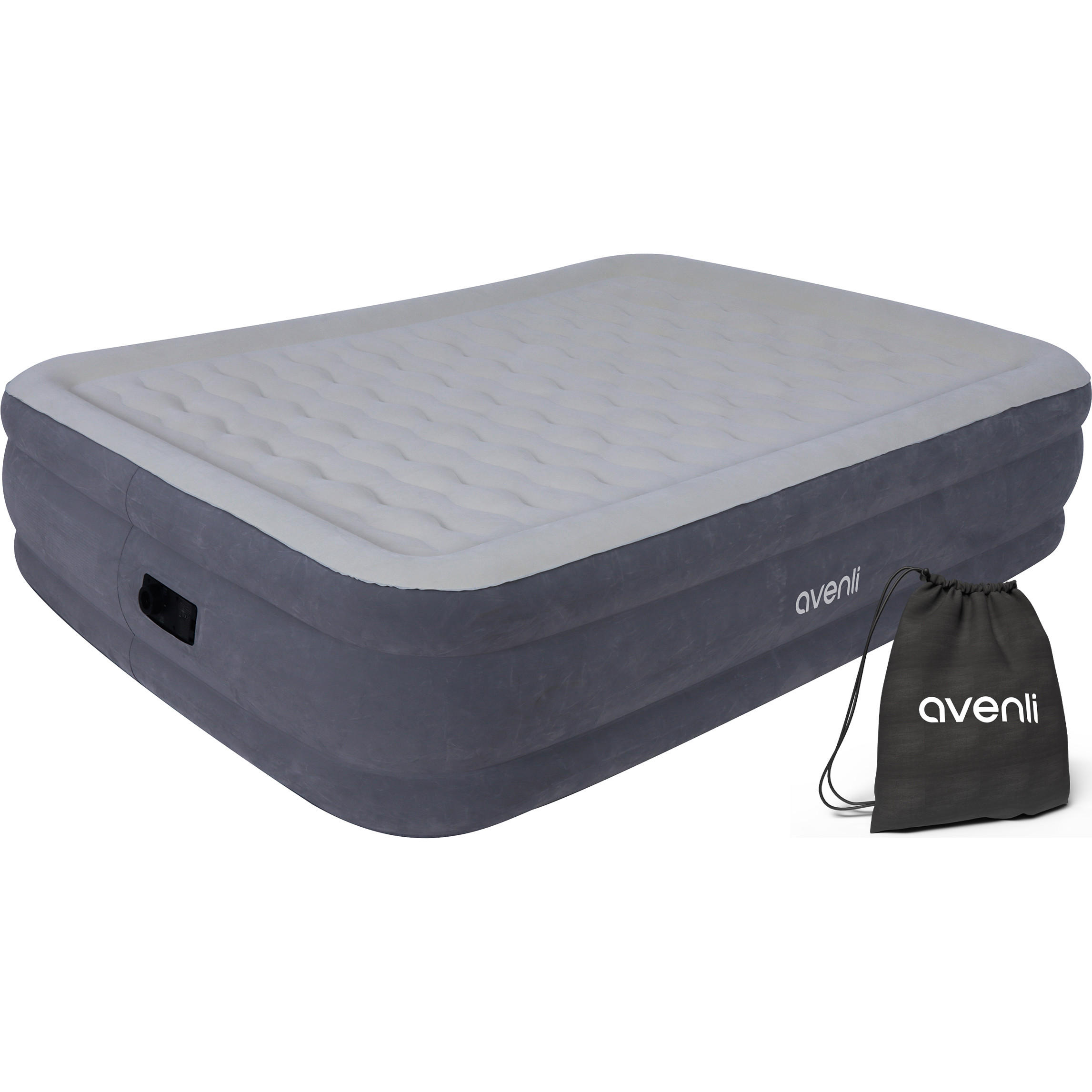 LUFTBETT Luftmatratze selbstaufblasend 203 x 152 x 46 cm mit integrierter Pumpe - Grau, Kunststoff (152/203cm) - Avenli