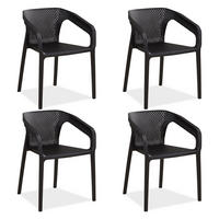 GARTENSTUHL 4er-Set Kunststoff Schwarz mit Armlehnen - Schwarz, Kunststoff (220/75/54cm) - Homestyle4u