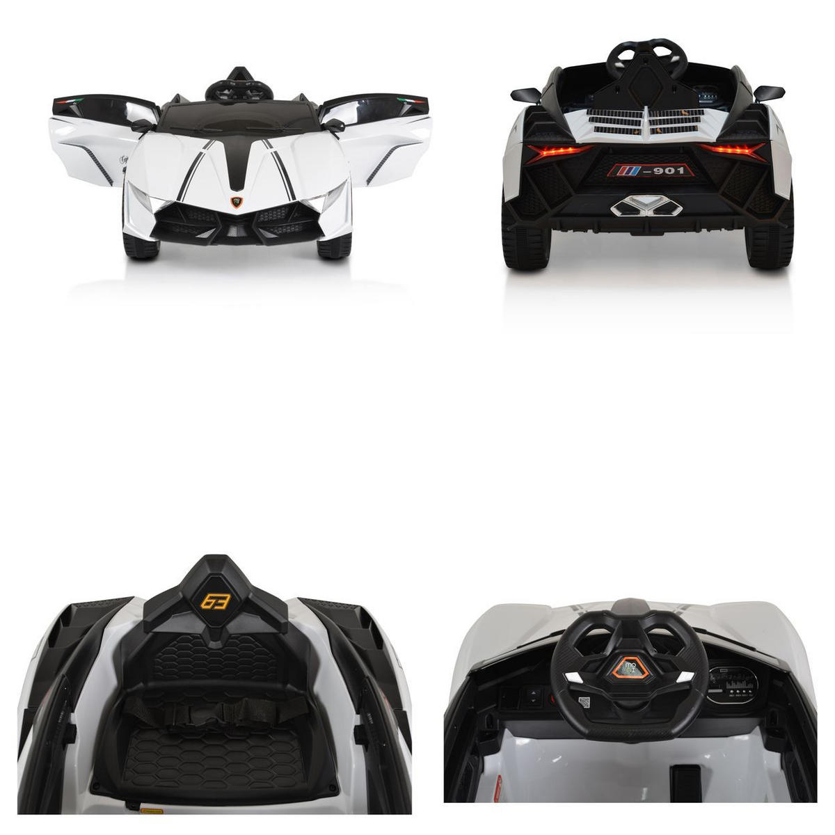 ELEKTROAUTO Cordoba MP3 weiß Anschluss, Fernbedienung, Gurt, Bluetooth - Weiß, Kunststoff (113/66/47cm) - Moni