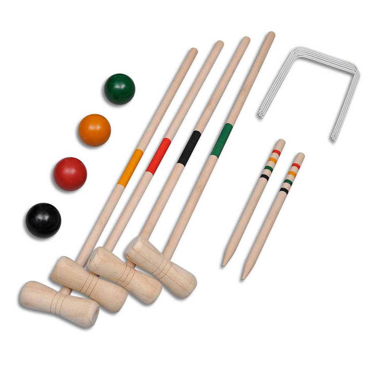 KROCKET-SET Holz 4 Spieler - Multicolor, Holz (5/5cm) - vidaXL