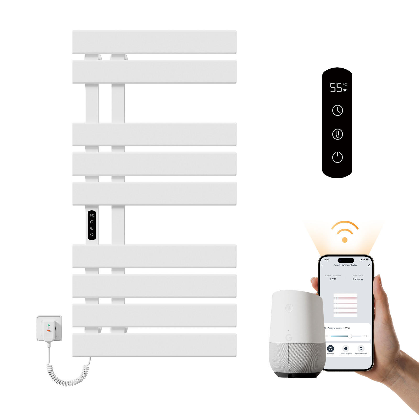 HEIZKÖRPER Elektrisch WLAN Thermostat Weiß - Weiß, Metall (50/100/11cm) - EMKE