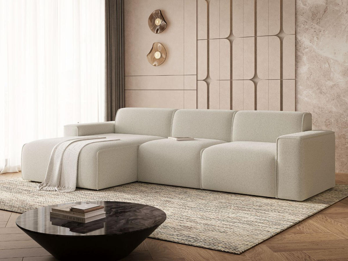 ECKSOFA Lavia Beige Links - Beige/Schwarz, Holz/Kunststoff (310/165cm) - Graingold