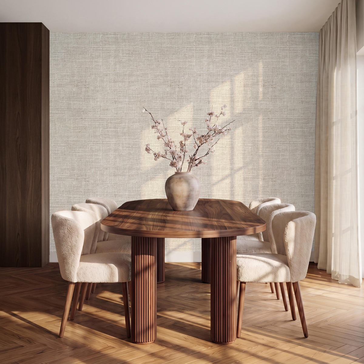 TAPETE - Leinen - Textur - Beige - 280x220 cm - Creme, Papier (280/220cm) - OnlyWow