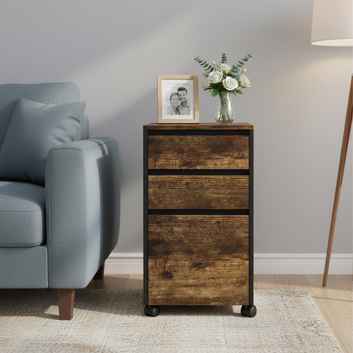 ROLLCONTAINER - Schwarz, Holzwerkstoff/Kunststoff (40/70/40cm) - Relaxdays