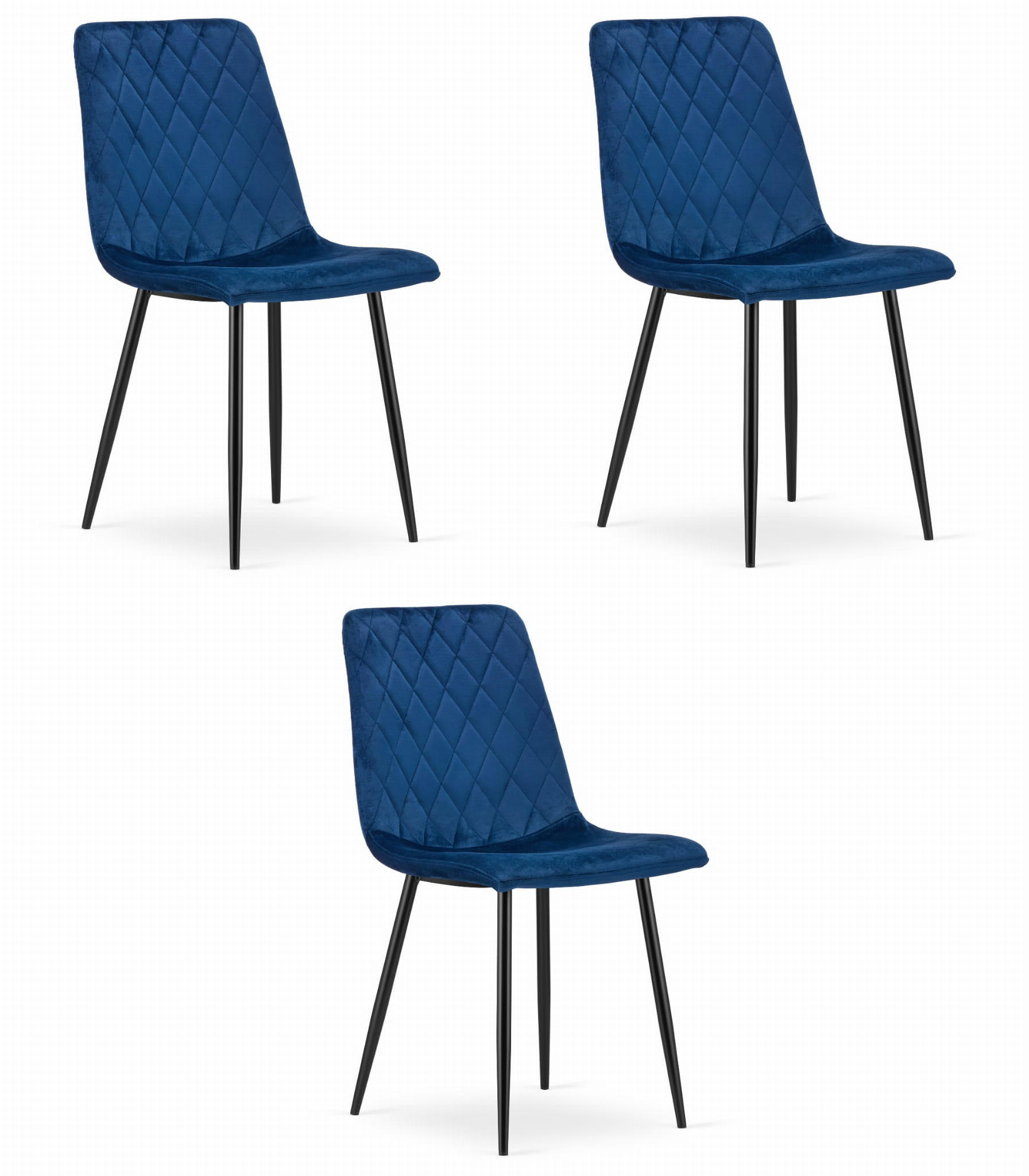 ESSZIMMERSTUHL 3-er Set TURIN marineblauer Sitz - Dunkelblau, Textil (44.5/88.5/53cm) - Valora