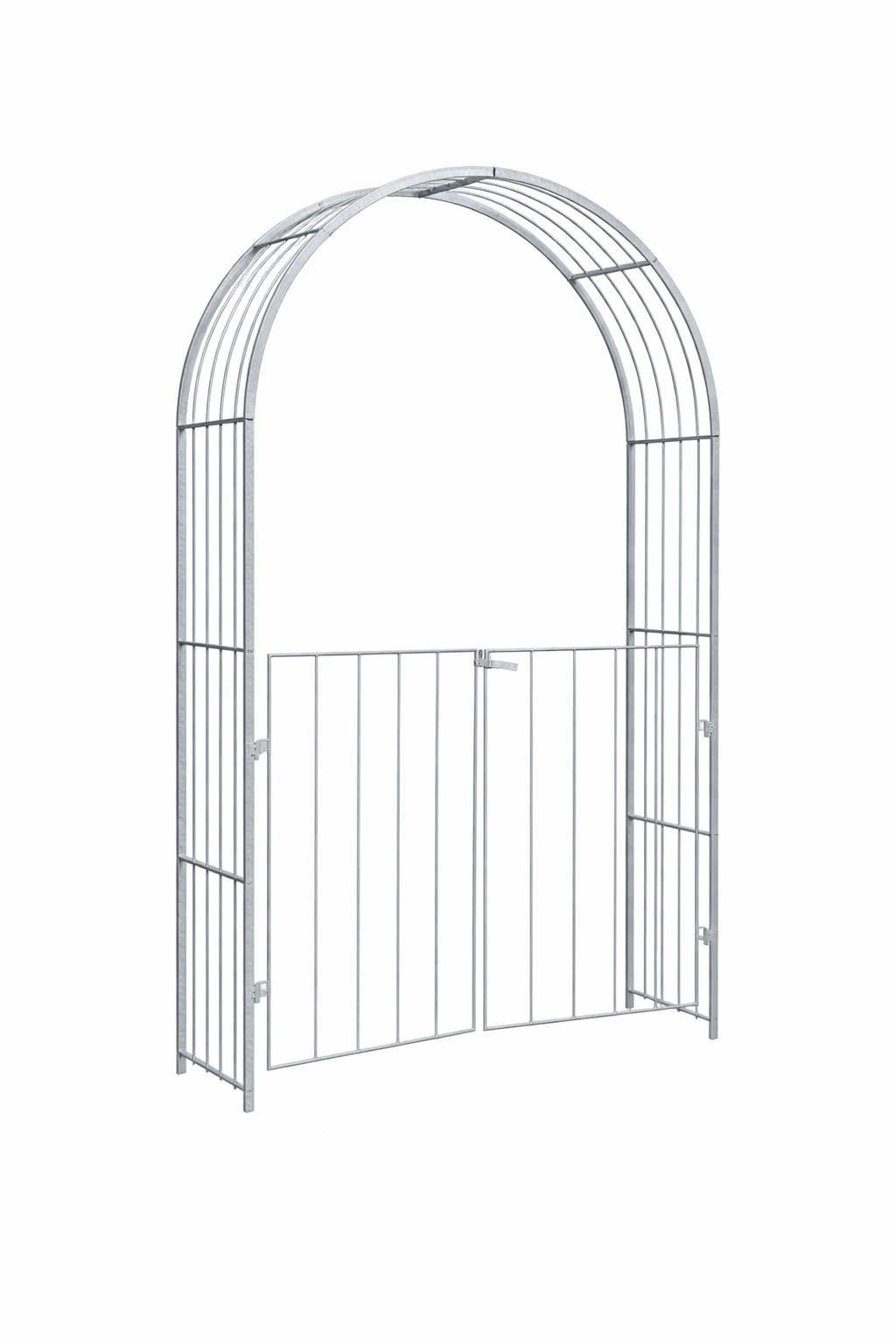 ROSENBOGEN mit Tor Metall verzinkt 140/40/230 cm - Grau, Metall (140/230/40cm) - DanDiBo