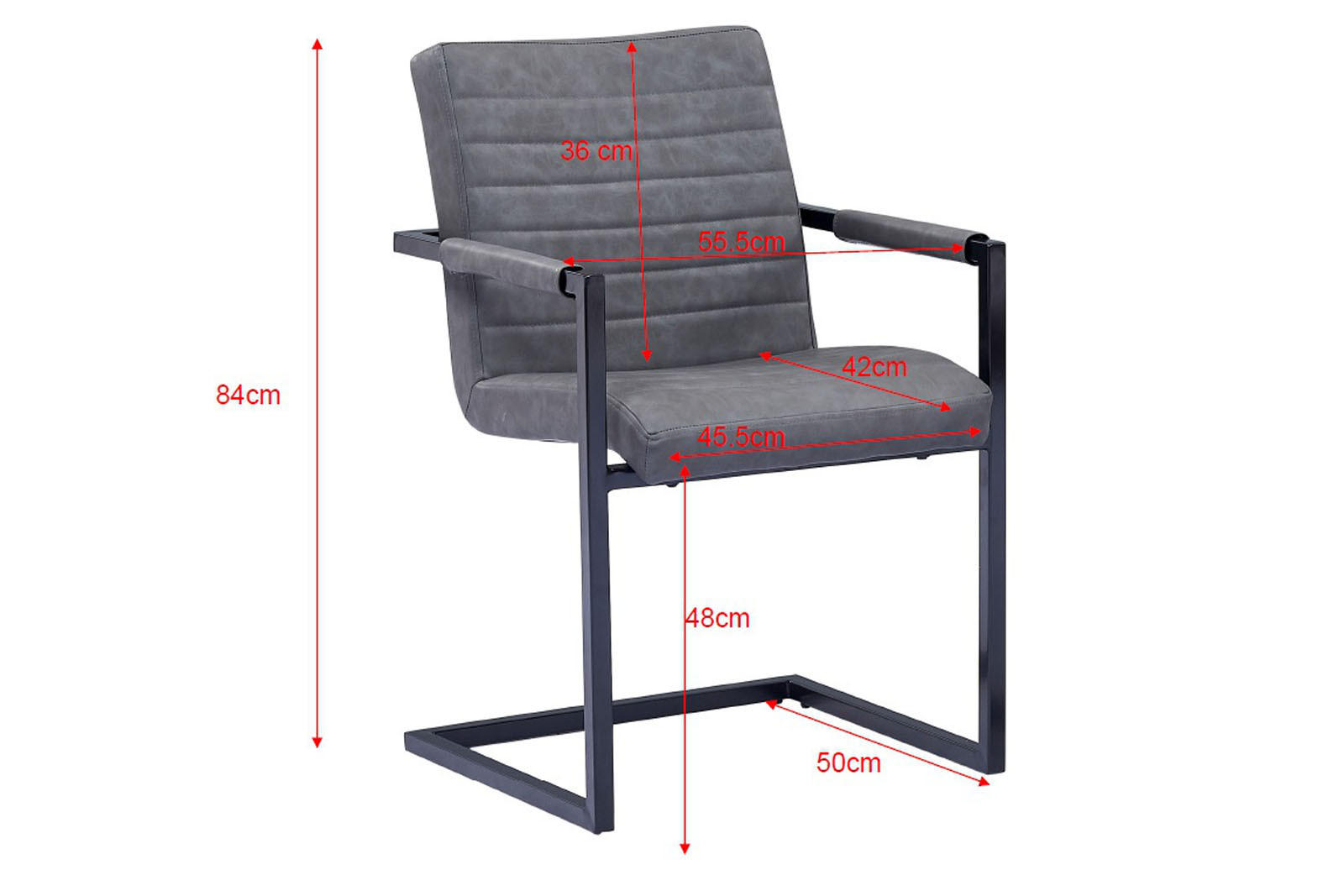 FREISCHWINGER PARZIVO - Schieferfarben/Anthrazit, Leder/Metall (46/84/42cm) - SAM