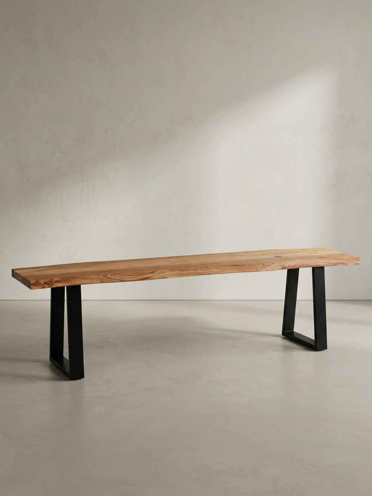 ESSZIMMERBANK Massivholz Metall Baumkante ohne Lehne, Akazie 120x40x46 cm - Schwarz/Braun, Holz/Metall (120/46/40cm) - KADIMA DESIGN