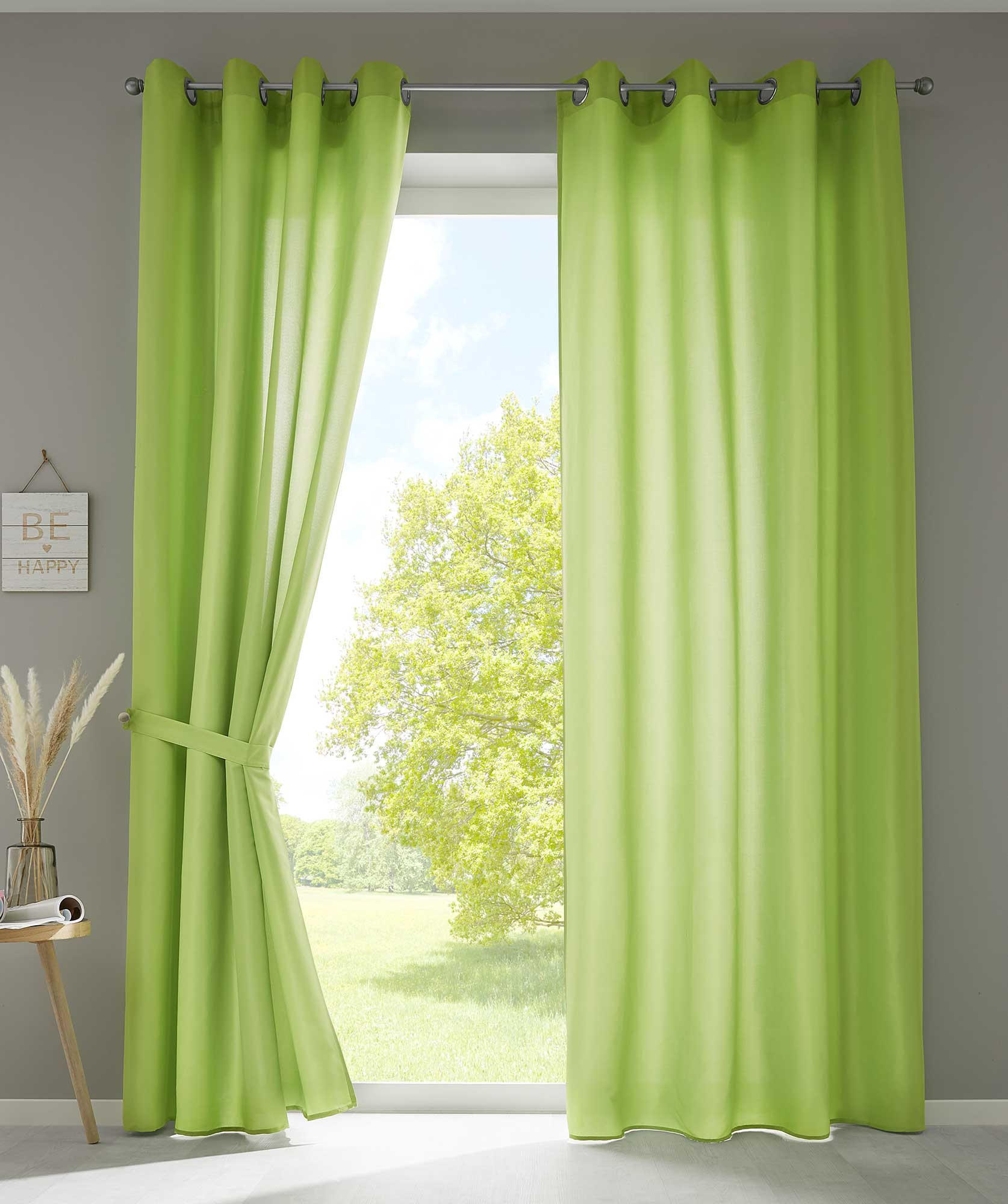 VORHANG 2ER SET BERLIN HxB 245x140cm Apfelgrün - Hellgrün, Textil (140/245/245cm) - Gardinenbox
