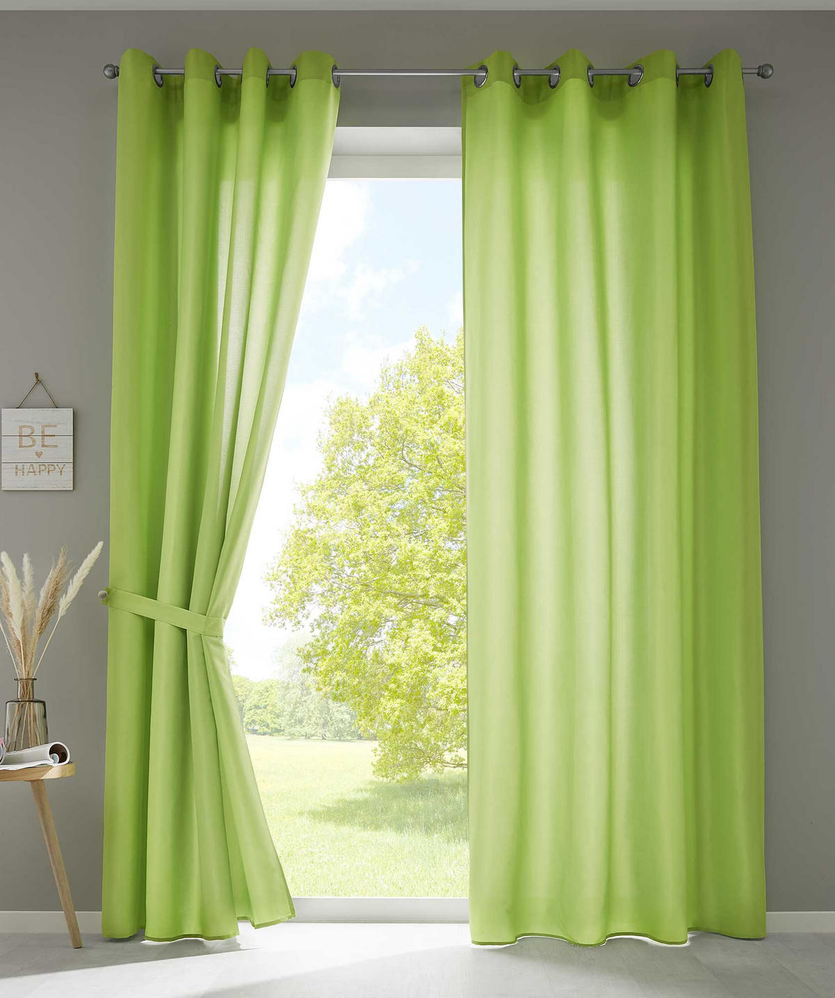 VORHANG 2ER SET BERLIN HxB 225x140cm Apfelgrün - Hellgrün, Textil (140/225/225cm) - Gardinenbox