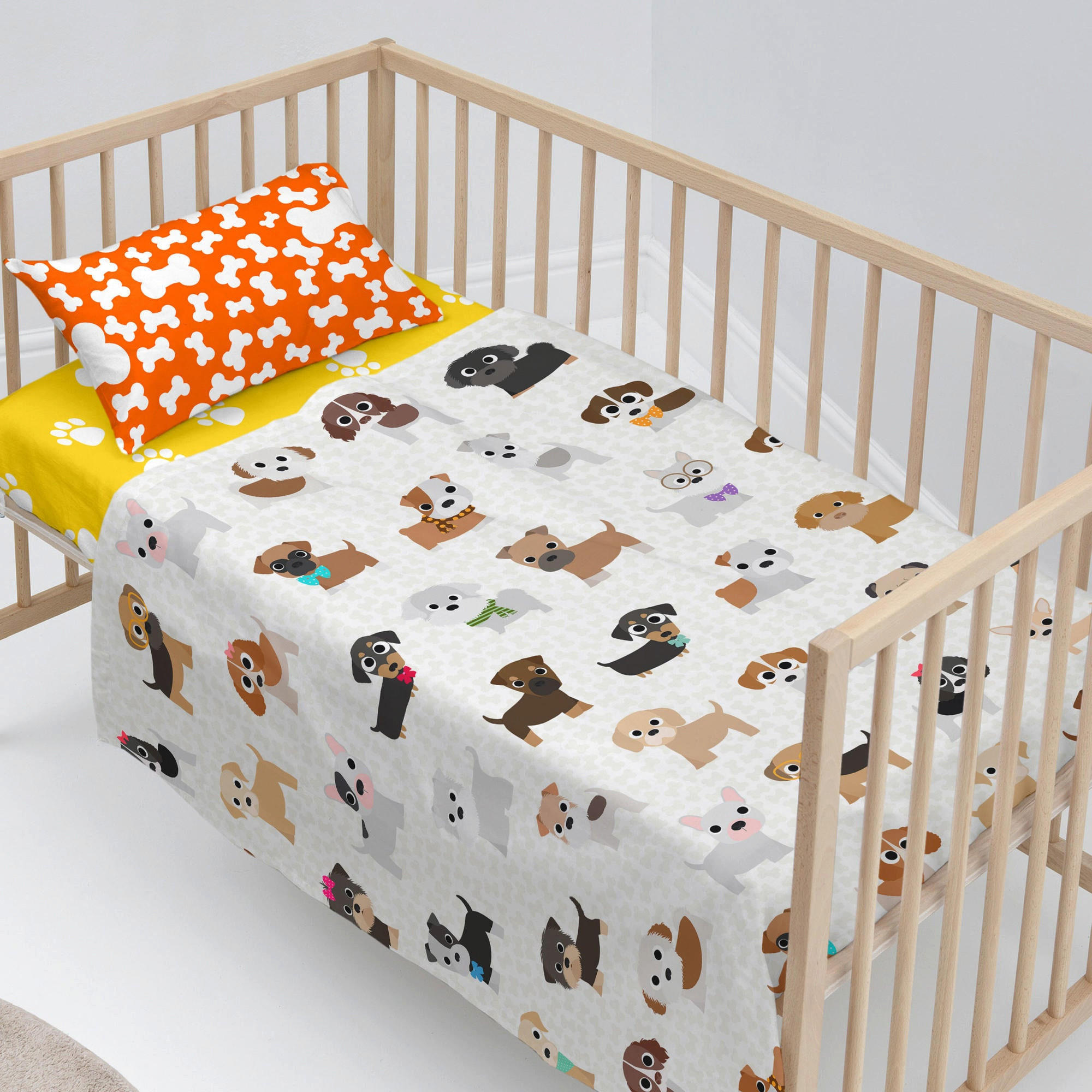 BETTWÄSCHE 2er-Set teiliges dogs 100x130 cm (kinderbett) mehrfarbig - Multicolor, Textil (100/130cm) - Happy Friday