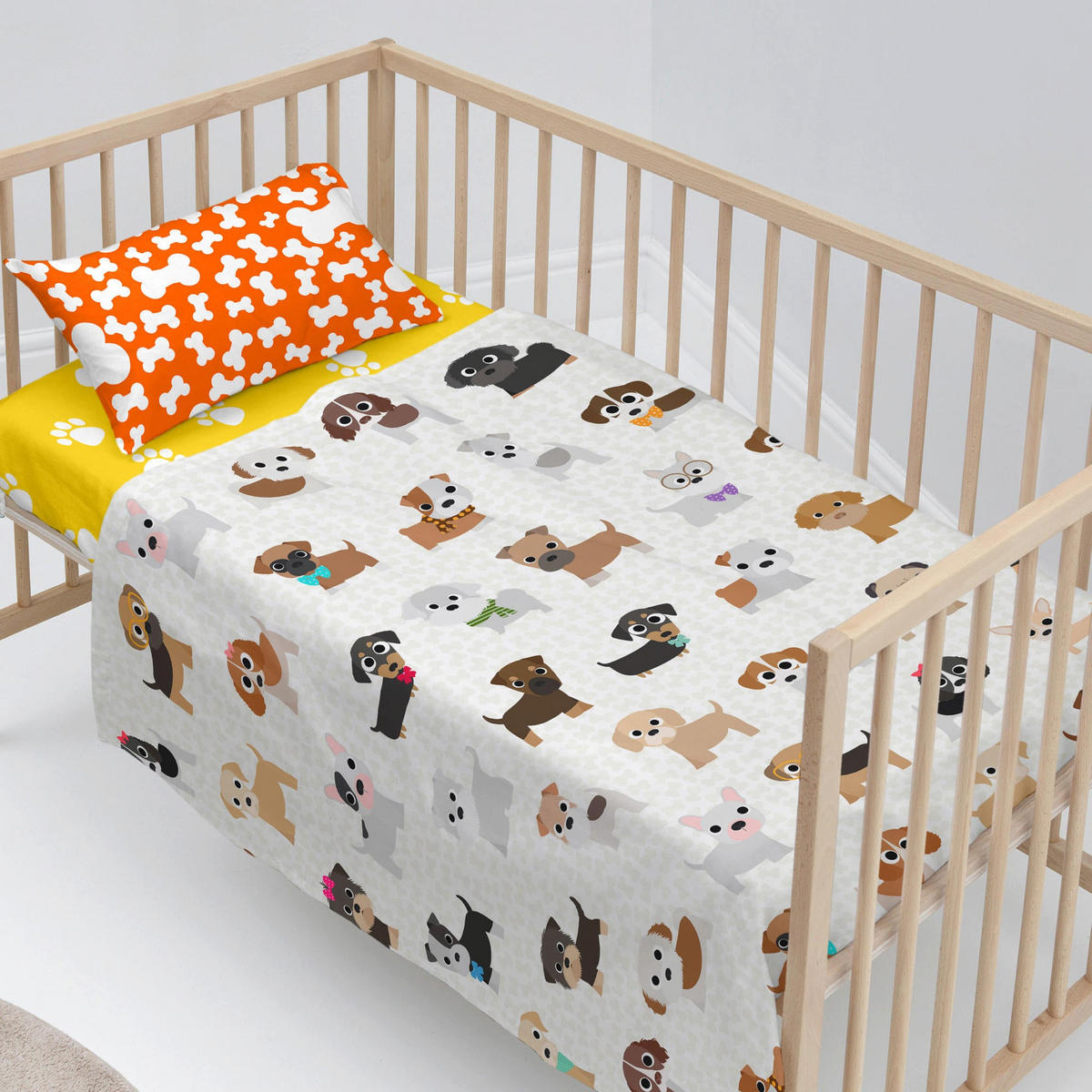 BETTWÄSCHE 2er-Set teiliges dogs 120x180 cm (kinderbett) mehrfarbig - Multicolor, Textil (120/180cm) - Happy Friday
