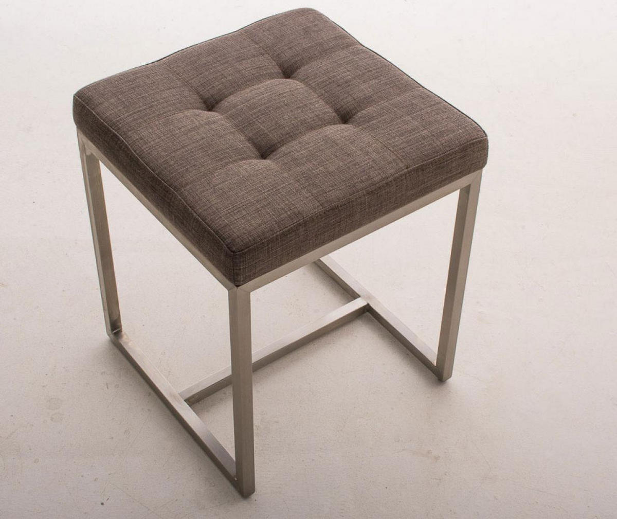 HOCKER Stoff grau - Edelstahlfarben/Grau, Textil/Metall (40/48/40cm) - CLP