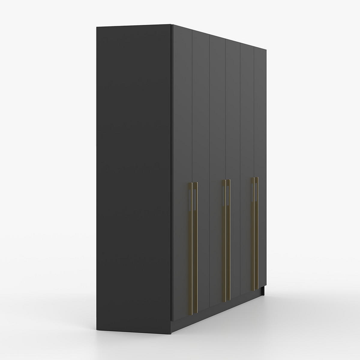 DREHTÜRENSCHRANK ROSA 6D 230/210/57 cm 6-türig Schwarz - Goldfarben/Schwarz, Holzwerkstoff/Metall (230/57/210cm) - imoebel24