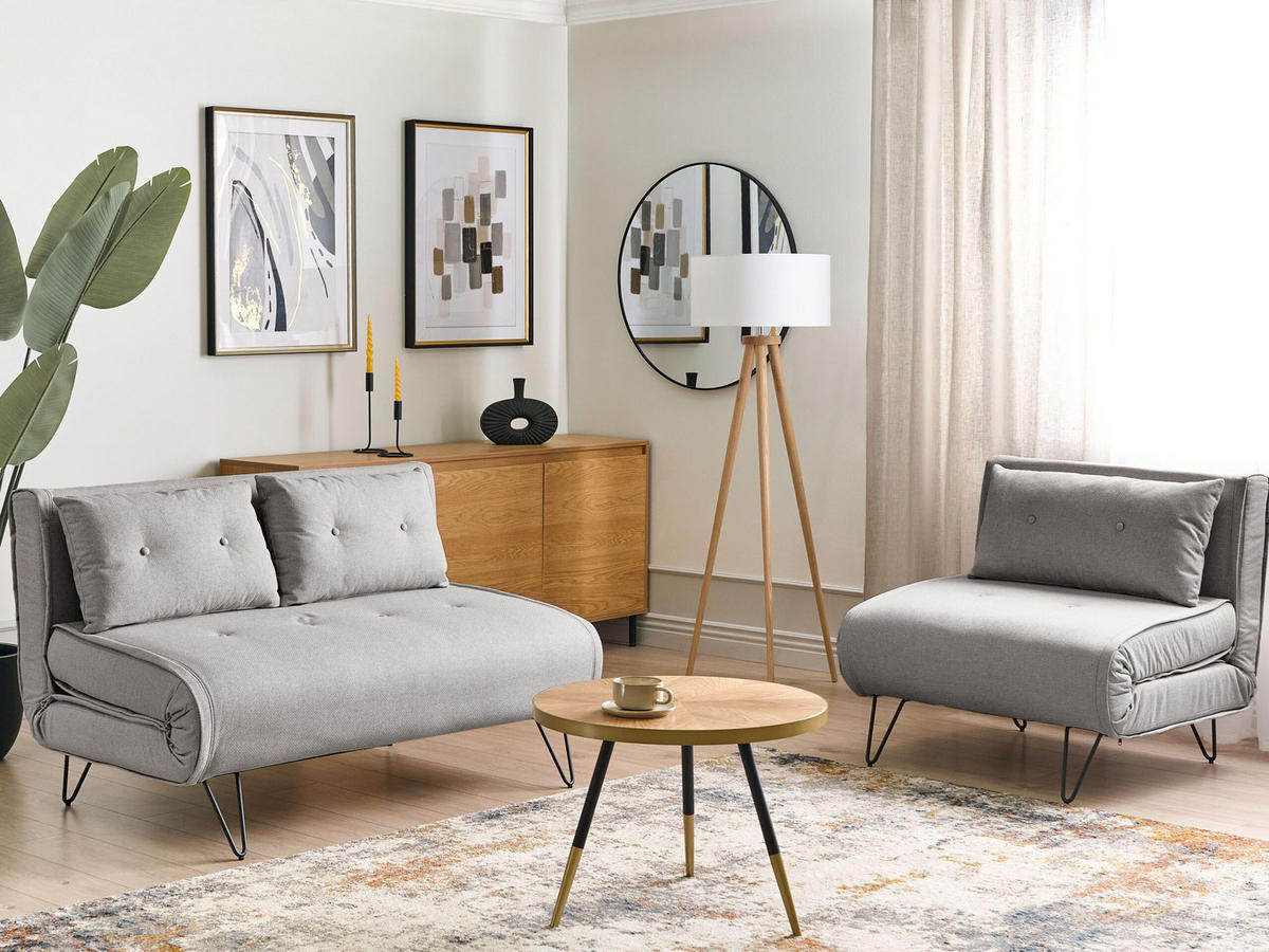 3-SITZER-SOFA SET hellgrau/schwarz Vestfold - Schwarz/Grau, Textil (78/78/130cm) - Beliani