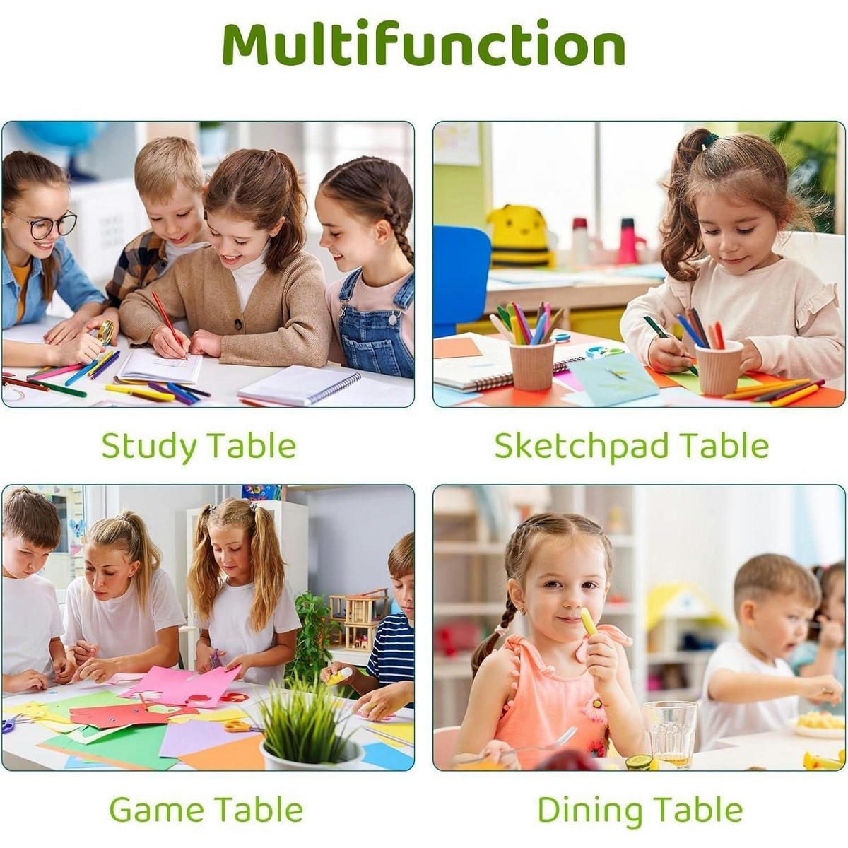 KINDERTISCH mit 2 Stühlen Set höhenverstellbar Grau - Multicolor, Kunststoff (60/60/60cm)