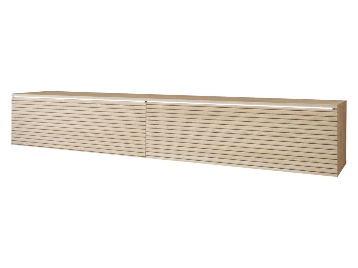 TV-LOWBOARD D180 mit weißer LED Beleuchtung - Silberfarben/Naturfarben, Holzwerkstoff/Kunststoff (180/30/33cm) - MIRJAN24