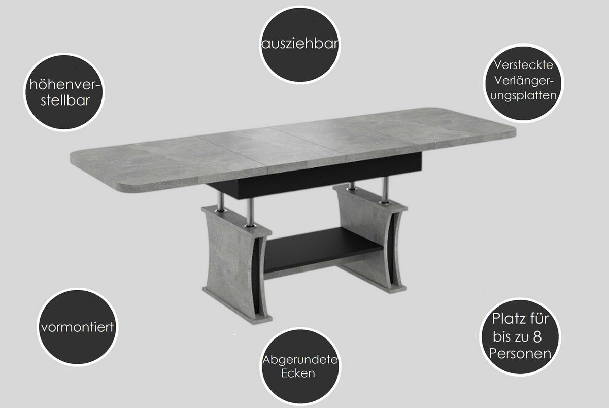 COUCHTISCH rechteckig Walnuss Wenge ausziehbar höhenverstellbar - Wengefarben, Holzwerkstoff (70/120/60cm) - designimpex