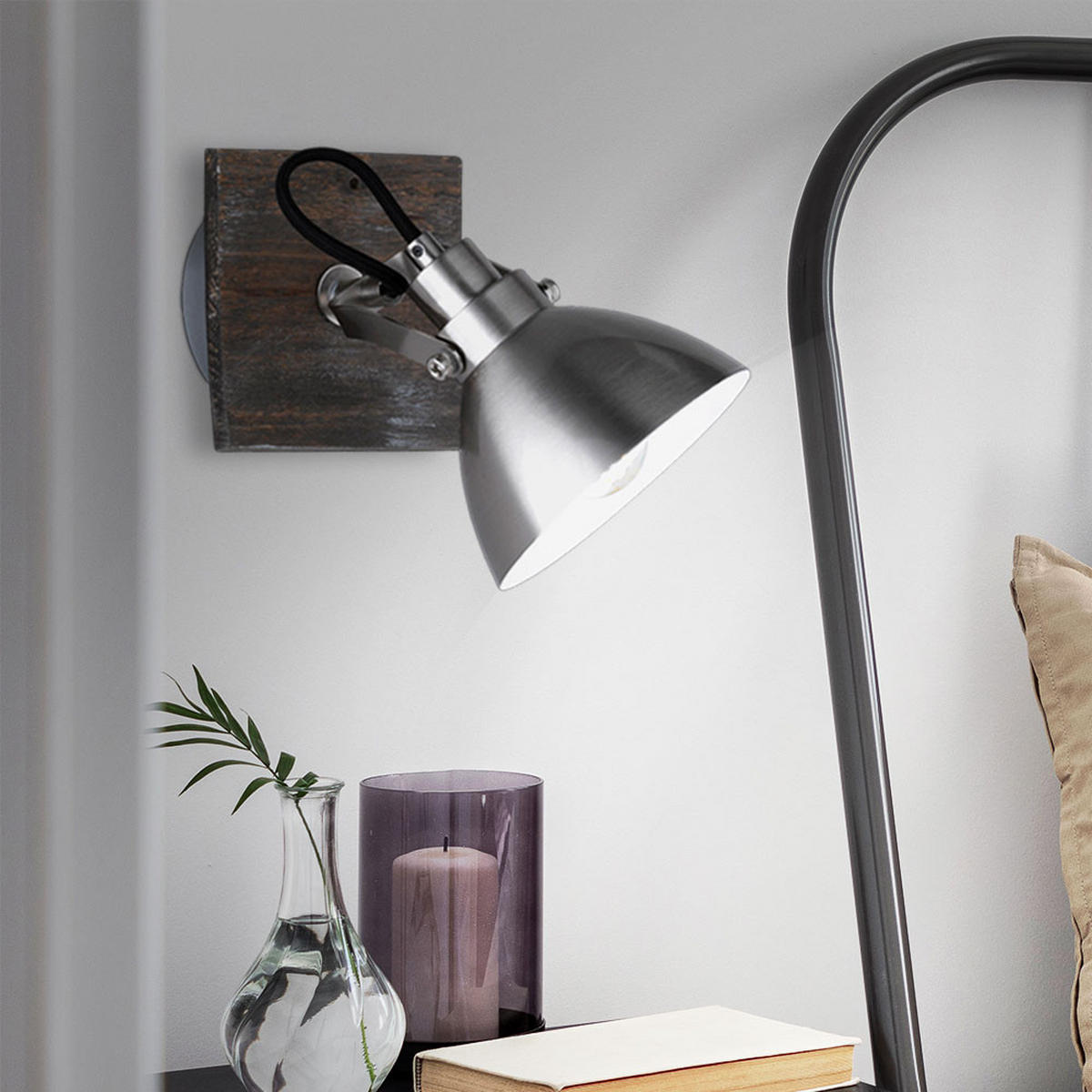 WANDLEUCHTE TIMBER Silber matt - Silberfarben, Holz (15/21.5/12.5cm)