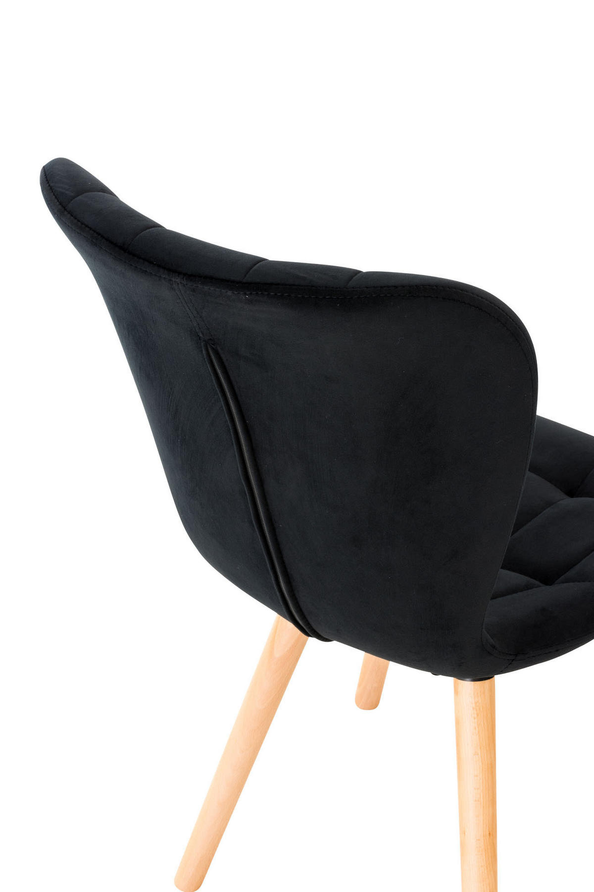 STUHL Samt schwarz - Eukalyptusholzfarben/Schwarz, Holz/Textil (50/88/63cm) - CLP