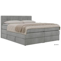 BOXSPRINGBETT SOLVEN KING 160/200 - Hellgrau Stukture - Topper T25 - H3 - Hellgrau/Schwarz, Kunststoff/Textil (160/200cm) - MKS