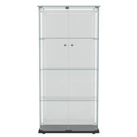 VITRINE - Glasvitrine mit 2 Türen und 4 Ebenen - integrierte LED-Streifen-Beleuchtung - Schwarz - Schwarz, Glas (78.5/163/35cm) - DELFA