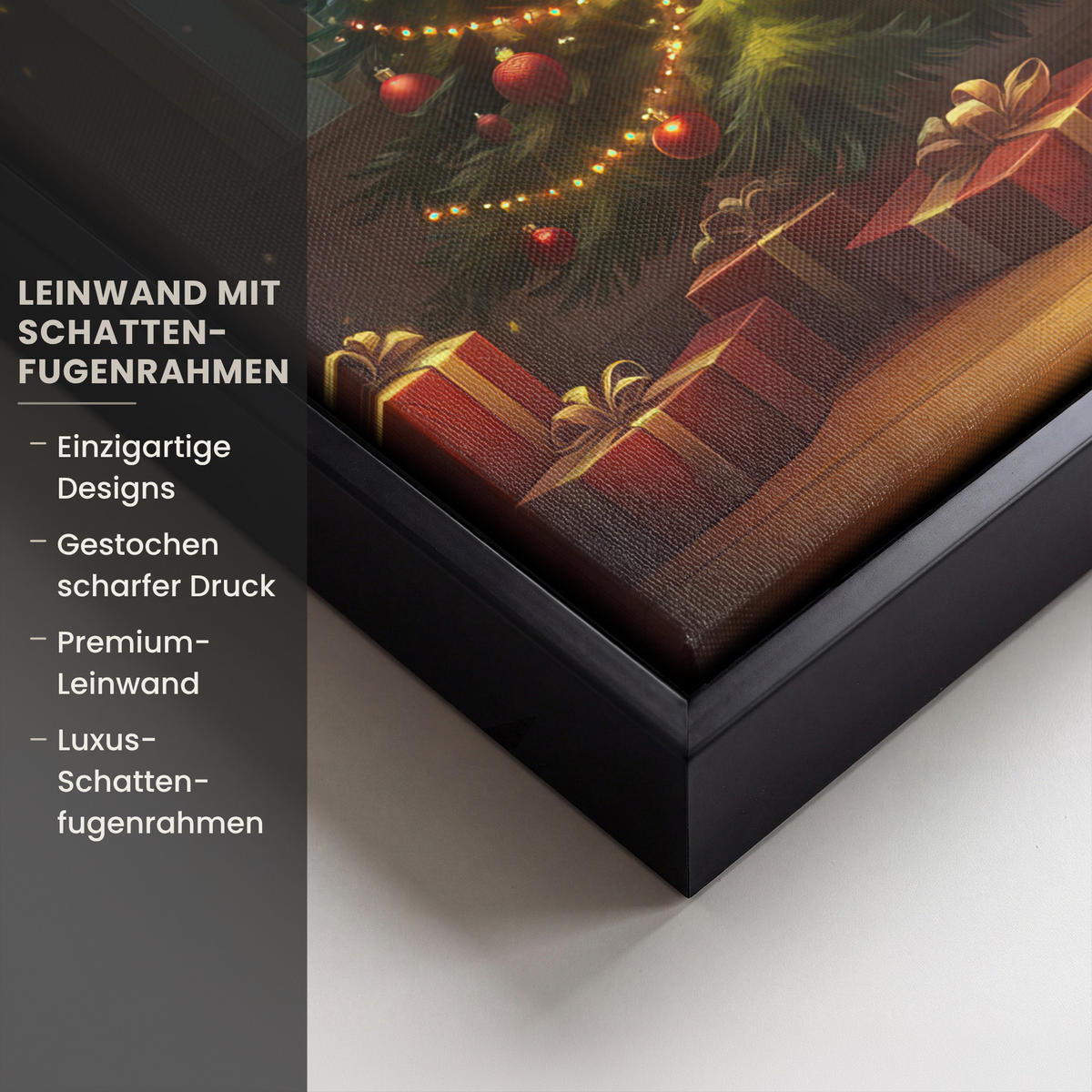 LEINWAND Bilder mit Rahmen - Weihnachtsbaum - Geschenk - Winter - 20x30 - Grün, Textil (20/30cm) - MuchoWow