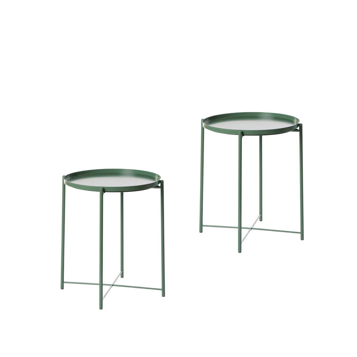 BEISTELLTISCH Maika Grün 42 cm x 52 cm 2er-Set - Grün, Metall (42/42/52cm) - Klast Home